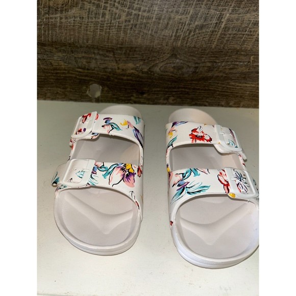 MIA Jasmin Slide Sandals Womens size 6M Adjustable Buckles Double Strap Flowers - Picture 2 of 6